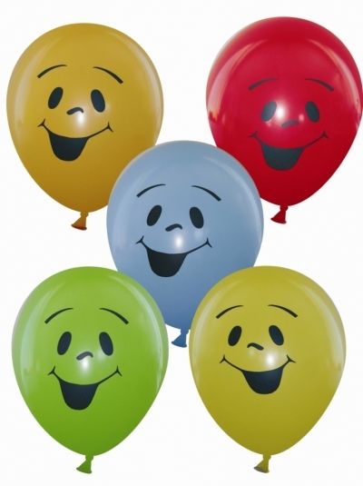 Round party balloons with "Smile" seal, package of 50 pieces