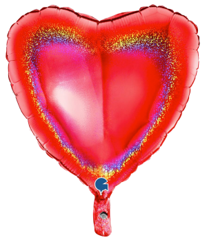 Фолио Балон Сърце - червен брокад 45 см.