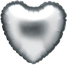 Балон Сребърно Сърце - подходящ за надуване с хелий и въздух