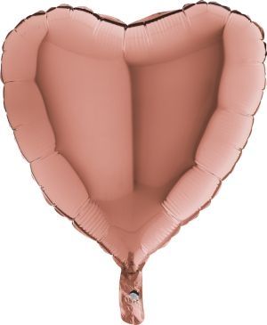 Балон Сърце Златно Розово - подходящ за надуване с хелий и въздух