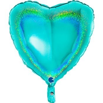 Balloon Heart - Tiffany Glitter - suitable for inflating with helium and air