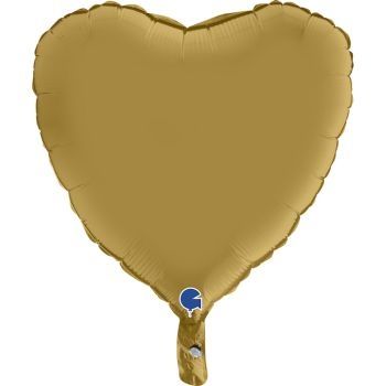 Балон Сърце- златно сатен  - подходящ за надуване с хелий и въздух