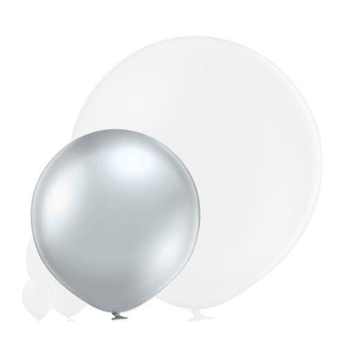 Огромен парти балон с сребърен хром цвят - размер 24" или 60 см. 601
