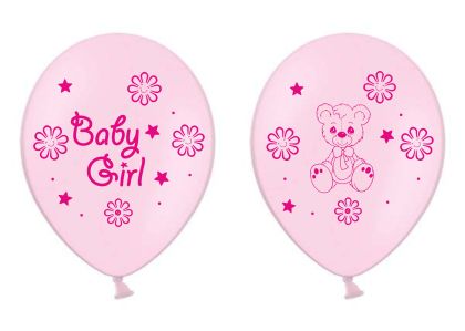 Нов модел! Baby girl с меченце голям балон с печат от всички 4 страни - за момиче - опаковка 10 бр.