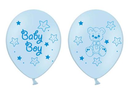 Нов модел!  Baby Boy с меченце голям балон с печат от всички 4 страни - за момче - 10 бр