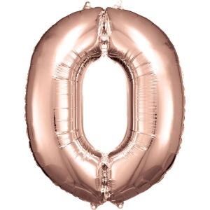 Фолиев балон цифра 80 сантиметра "0" розово злато