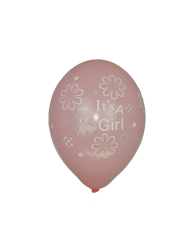 Латексови парти балони "аз съм момиче" бебешко розово на два езика