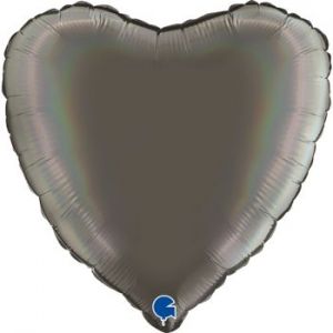 Балон Сърце Platinum Grey - подходящ за надуване с хелий и въздух