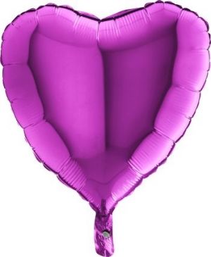 Балон Сърце тъмно лилаво - подходящ за надуване с хелий и въздух