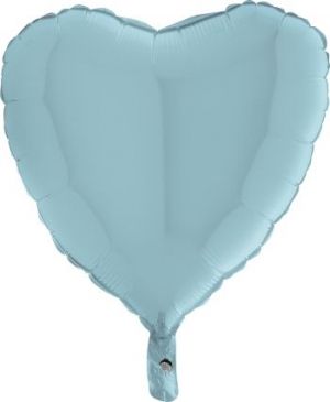 Балон Сърце бебешко синьо  - подходящ за надуване с хелий и въздух