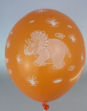 Нов модел! Парти балони на тема "Динозаври" - балон с печат на всички страни опаковка от 100 броя - миксирани цвето