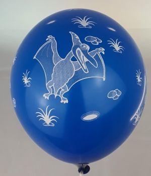 Нов модел! Парти балони на тема "Динозаври" - балон с печат на всички страни опаковка от 100 броя - миксирани цвето