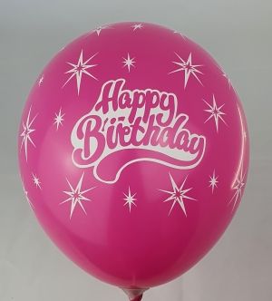 Нов модел! Парти балони  "Happy Birthday" - балон с печат на всички страни опаковка от 100 броя - миксирани цвето