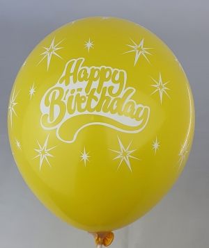 Нов модел! Парти балони  "Happy Birthday" - балон с печат на всички страни опаковка от 50 броя - миксирани цвето