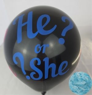 Балон за Разкриване Пола на Бебе Момиче Момче със сини пера 49 сантиметров балон - BABY SHOWER