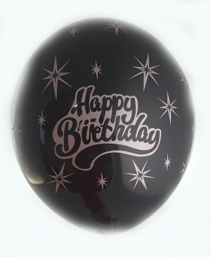 Луксозни балони с надпис в цвят Розово Злато "Happy Birthday" - опаковка от 10 броя