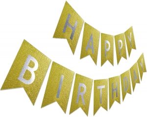 Луксозен Парти сет моят юбилей "30" - парти завеса, надпис Happy Birthday, фолио цифри с размер 100 см и 10 балона в златен цвят