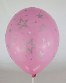 Уникален нов модел балони с печат звезди в сребърен цвят - Инфинитъ печат опаковка от 10 балона