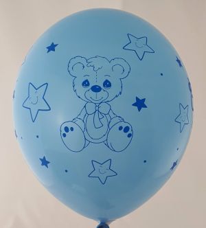 Нов модел!  Baby Boy с меченце голям балон с печат от всички 4 страни - за момче - опаковка от 100 броя