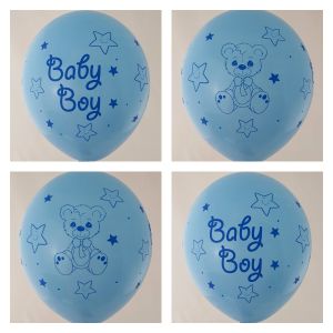 Нов модел!  Baby Boy с меченце голям балон с печат от всички 4 страни - за момче - опаковка от 50 броя